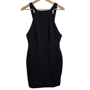 AQ/AQ Dress Size 10 Black Sleeveless Open Back Stretchy Zip Mini Party Sexy Chic